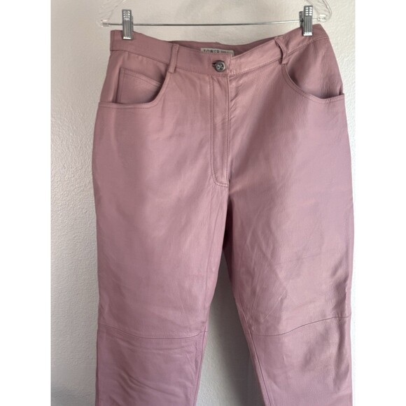 Tower Hill Collection Leather Pants Mauve Pink High Rise Size 14 - Picture 2 of 10